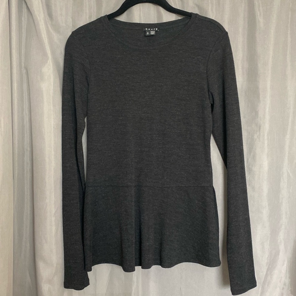Dark Grey Merino Wool Theory Top Size Small GUC